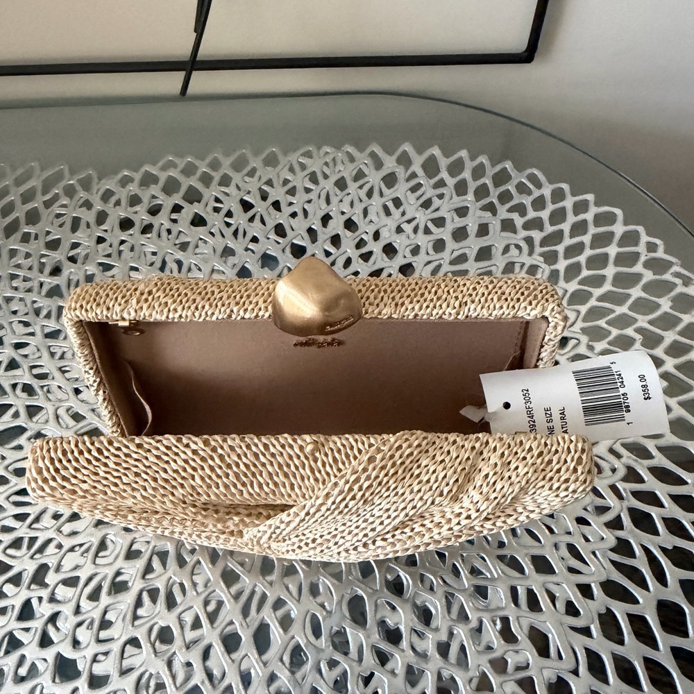 Cult Gaia Lisse Knotted Raffia Clutch Bag with Gold Closure NWT - Picture 11 of 13